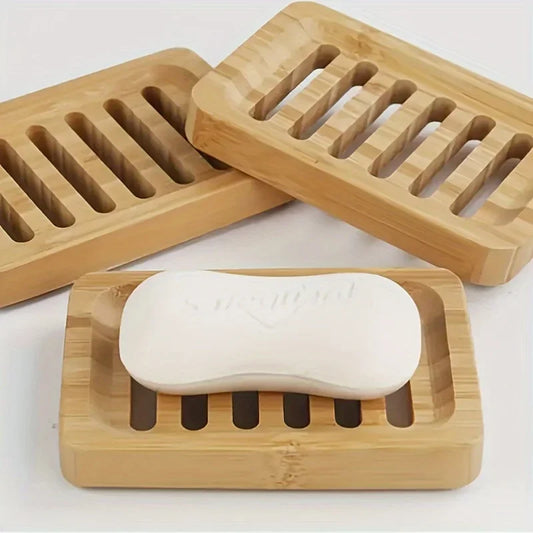 Saboneteira Bambu Natural com Drenagem - Porta Sabão Madeira Anti-Mofo Casa Banho