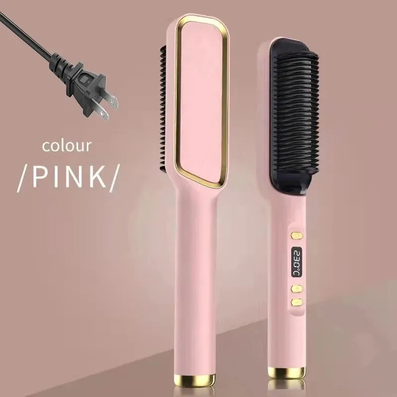 Pente Alisador Elétrico Multifuncional | Escova Alisadora de Cabelo | Iões Negativos | Anti-Queimadura | Ferramenta de Styling | Escova Alisadora