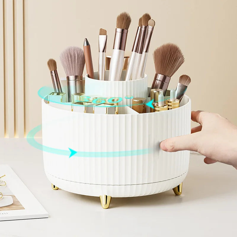 Organizador de Maquilhagem Rotativo 360° | Caixa de Armazenamento para Pincéis e Cosméticos