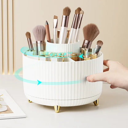 Organizador de Maquilhagem Rotativo 360° | Caixa de Armazenamento para Pincéis e Cosméticos