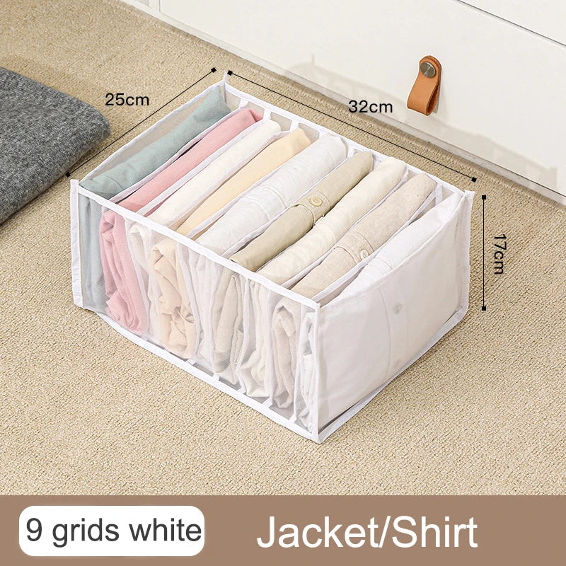 Organizador de Gavetas para Meias e Roupa Interior | Caixa Separadora com 7 Divisórias | Organizador Dobrável para Sutiãs, Calças e Jeans | Ideal para Quarto, Roupeiro e Dormitório