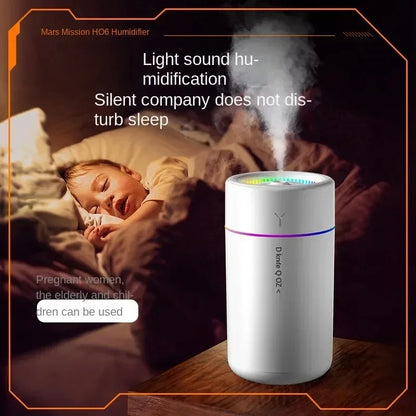 Humidificador de Ar 280ML com Luz de Atmosfera Colorida — Difusor de Óleos Essenciais Silencioso para Casa e Carro