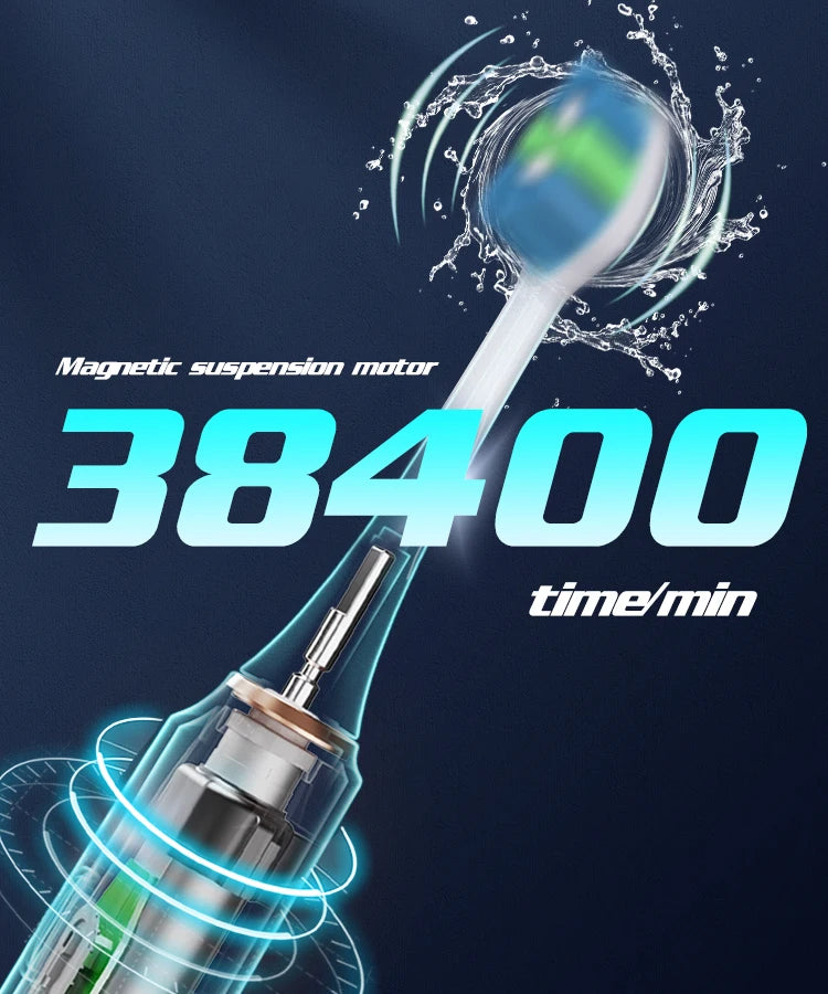 Escova Dentes Elétrica Sónica com 6 Cabeças - Timer Inteligente e Branqueamento Dental