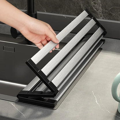 Escorredor Inox Retrátil Lava-Loiça 42x32,5cm – Cesto Organização Pratos e Pauzinhos | Inox 304
