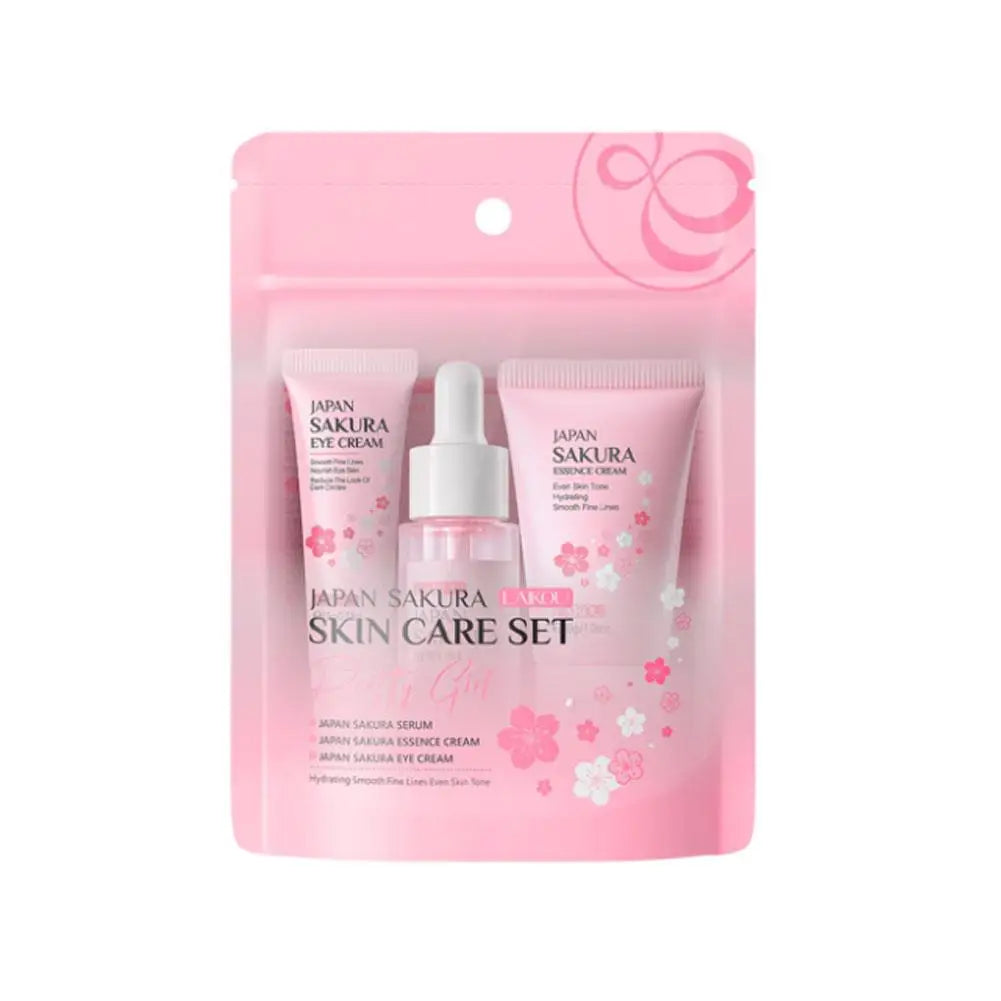 Kit Cuidados LAIKOU Sakura 5/3 Peças – Creme Sérum Tónico Limpeza Protetor
