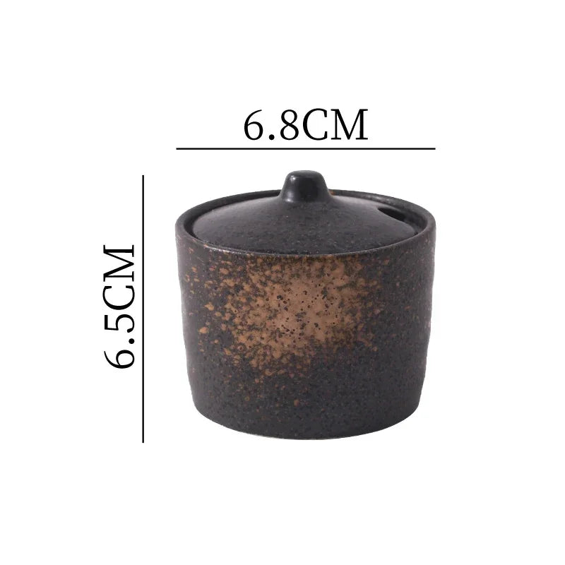 Frasco Temperos Cerâmica Vintage - Recipiente Sal Açúcar Pimenta Especiarias Decoração Cozinha