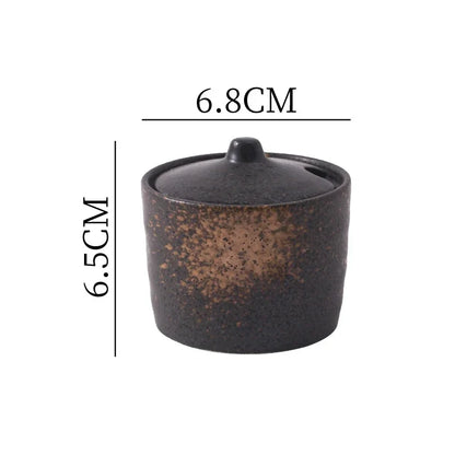Frasco Temperos Cerâmica Vintage - Recipiente Sal Açúcar Pimenta Especiarias Decoração Cozinha