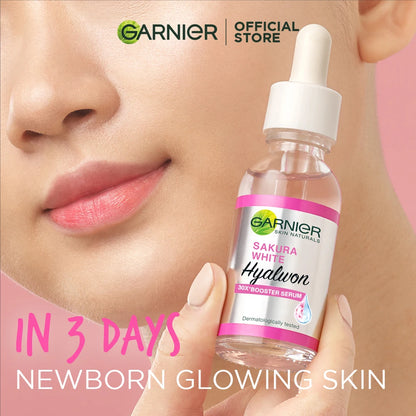 Garnier Sérum Rosa Sakura Glow - 30x Ácido Hialurónico | Hidratante e Reafirmante
