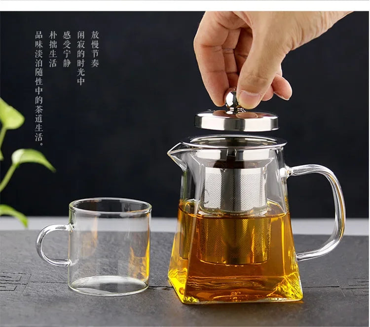 Bule de Vidro com Infusor Inox | Chaleira Elegante para Chá e Café