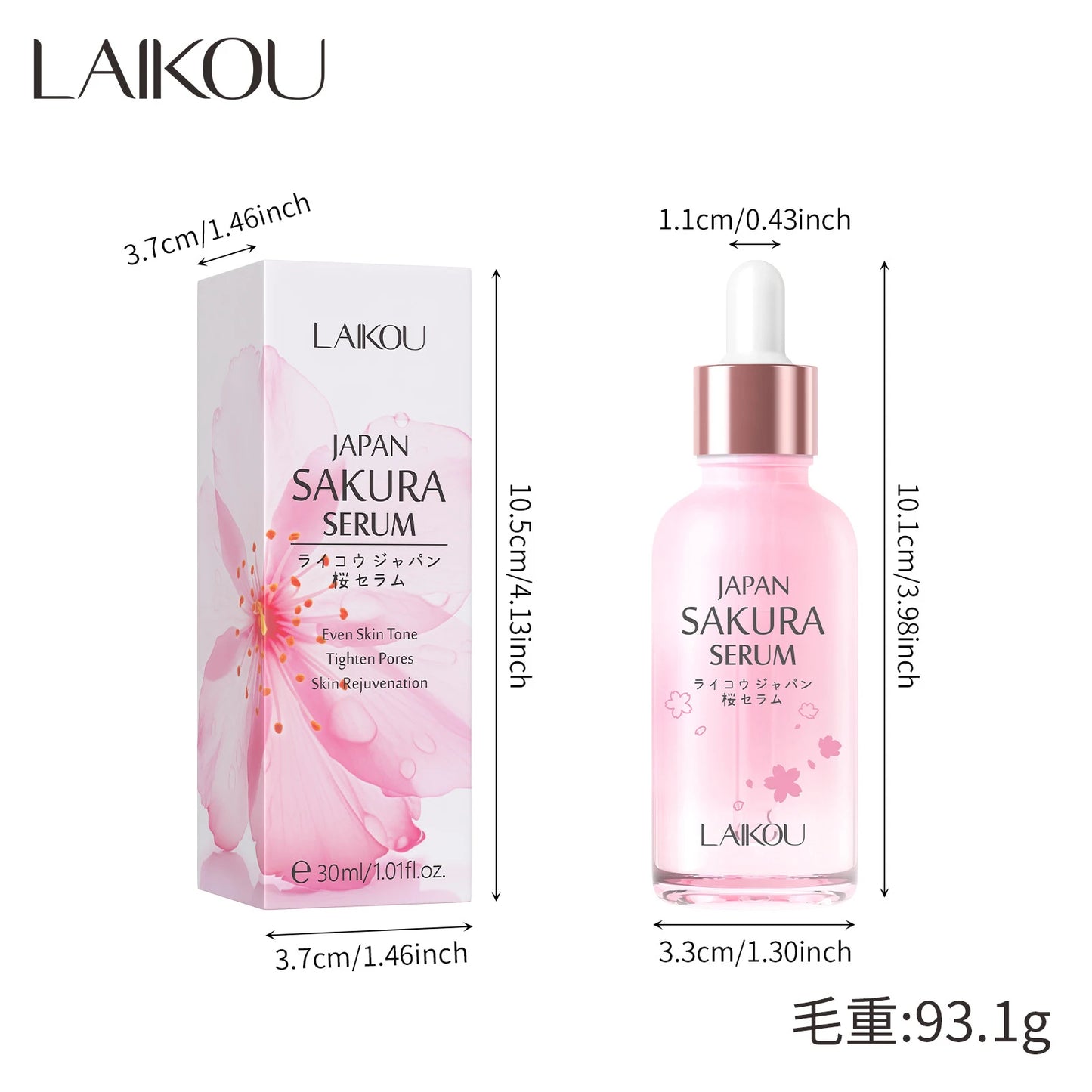 Essência LAIKOU Flor de Cerejeira | Hidratante Iluminador com Niacinamida