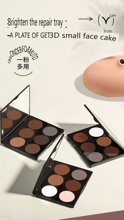 Paleta Contorno 6 Cores - Iluminador e Sombra Nariz Acabamento Matte Profissional Escultura Facial