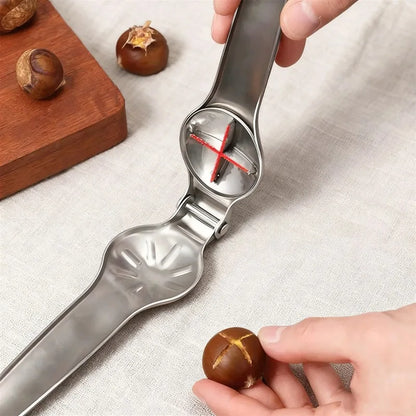 Abridor de Castanhas 2 em 1 | Aço Inox Multifuncional para Cozinha