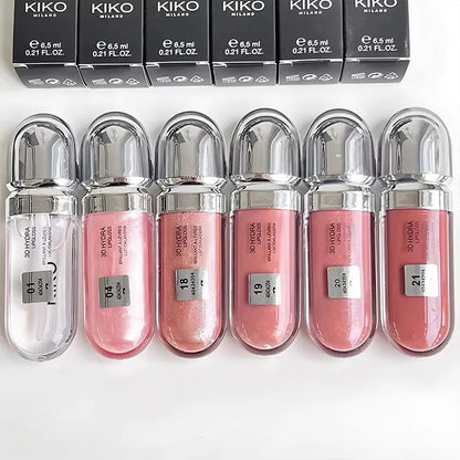 Gloss Labial KIKO 3D Hydra Espelho – Brilho Shimmer Hidratante Perolado Volumizador Não Transfere
