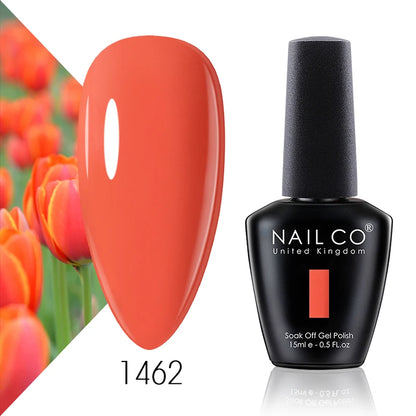 Verniz Gel NAILCO 15ml Série Vermelho Escuro – Cores Glitter UV Manicure Profissional Semi-Permanente
