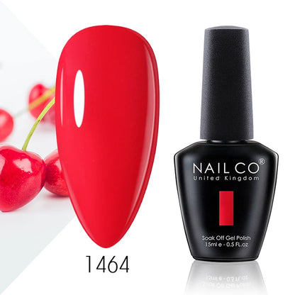Verniz Gel NAILCO 15ml Série Vermelho Escuro – Cores Glitter UV Manicure Profissional Semi-Permanente