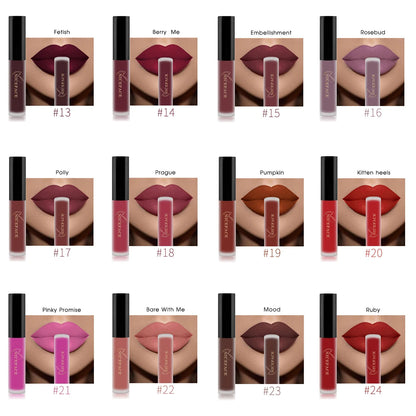 Batom Líquido Matte 34 Cores | À Prova d'Água para Lábios Perfeitos
