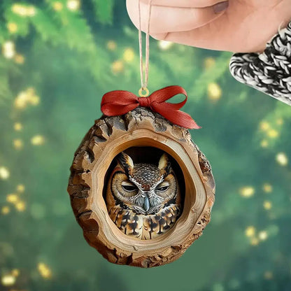 Pendentes de Natal Coruja em Acrílico 2D | Decoração para Árvore de Natal e Casa