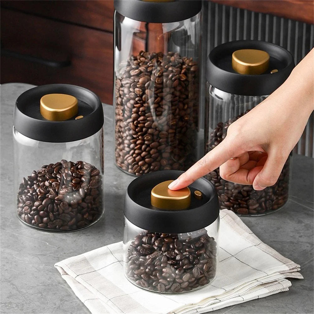 Frasco de Vidro Hermético para Café e Chá – Armazenamento a Vácuo Anti-Humidade | 1 Un.