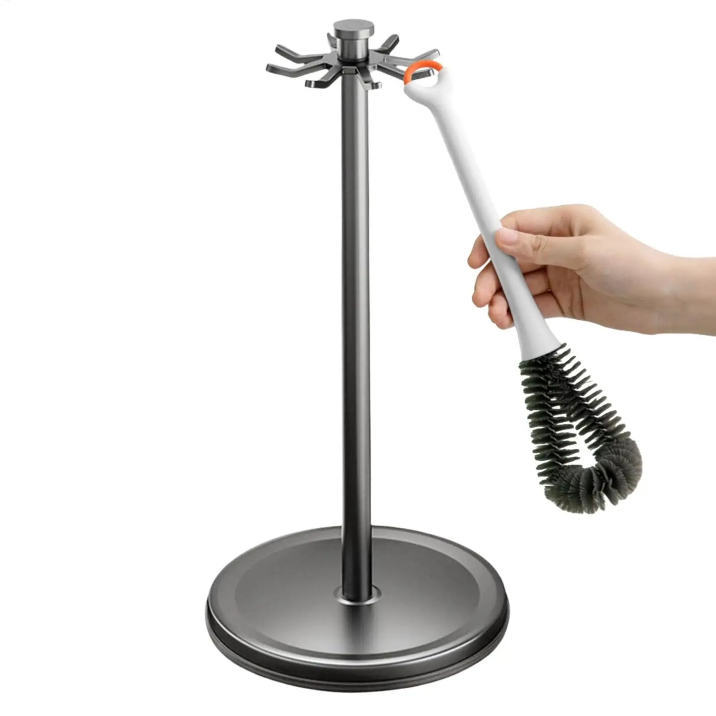 Suporte Utensílios Cozinha Rotativo 360º com 8 Ganchos – Organização Espátulas e Colheres | Alumínio