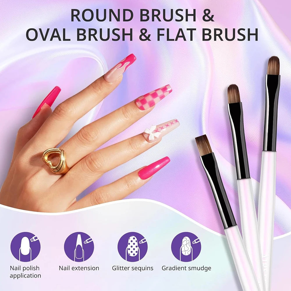 Conjunto 9 Pincéis Nail Art para Pintura | Ferramentas Profissionais para Designs e Detalhes
