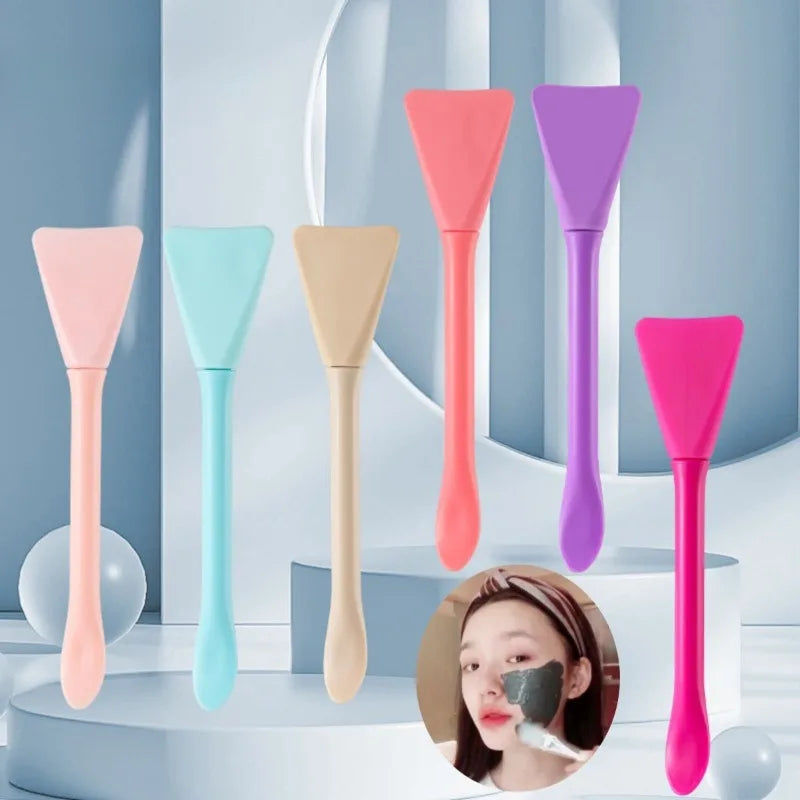Pincel de Máscara Facial 2 em 1 com Duas Pontas – Silicone + Espátula | Ideal para Máscaras em Bastão, Máscaras de Lama e Produtos de Skincare