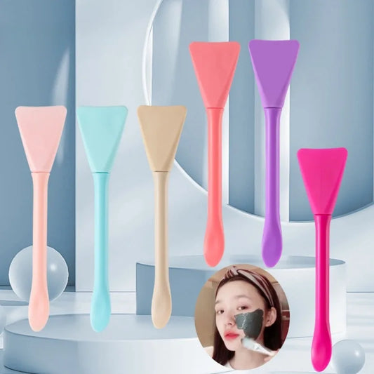 Pincel de Máscara Facial 2 em 1 com Duas Pontas – Silicone + Espátula | Ideal para Máscaras em Bastão, Máscaras de Lama e Produtos de Skincare