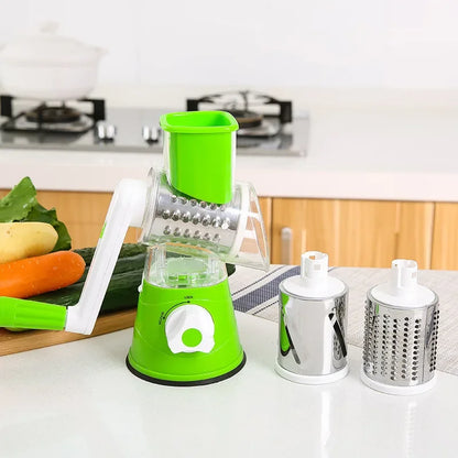 Fatiador Manual de Legumes – Cortador 3 em 1 | Spiralizer Redondo para Batatas, Legumes e Vegetais | Acessório Prático para Cozinha