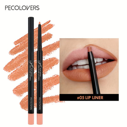 Lápis Delineador Labial Impermeável Mate 12 Cores - Contorno Vermelho Longa Duração Hidratante