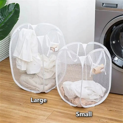 Cesto de Roupa Suja Dobrável em Malha | Grande Capacidade e Respirável para Lavandaria