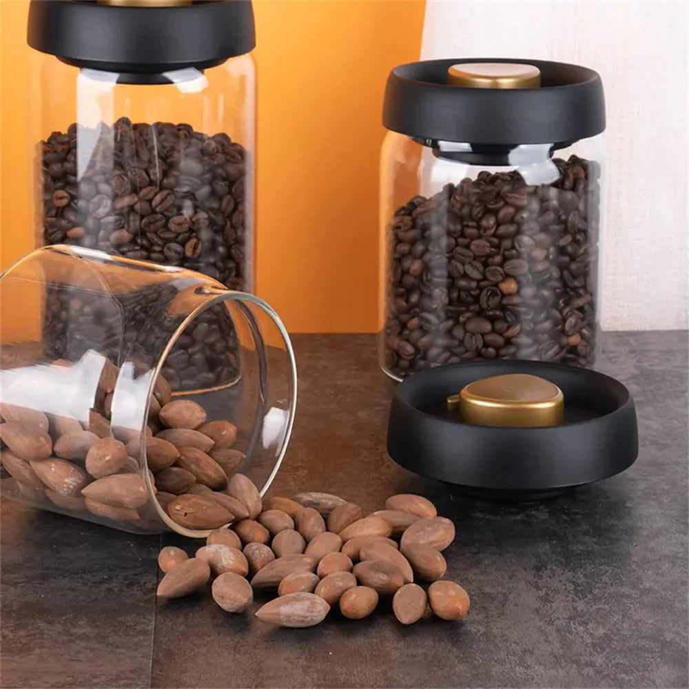 Frasco de Vidro Hermético para Café e Chá – Armazenamento a Vácuo Anti-Humidade | 1 Un.