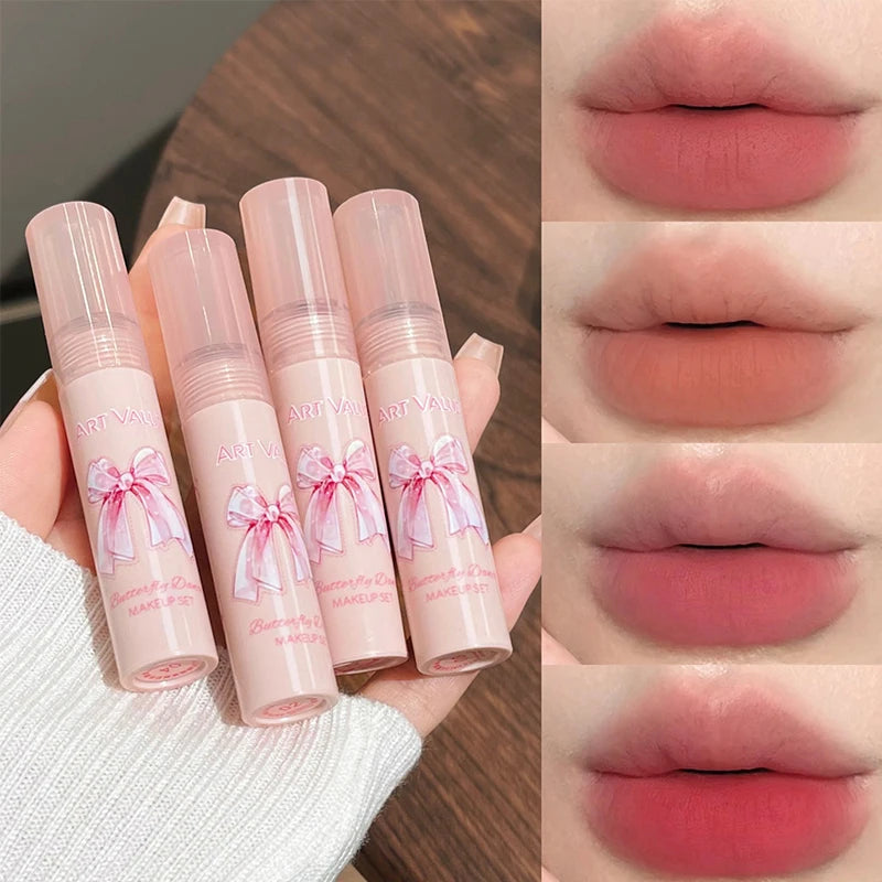 Conjunto de Batons Mate 6 Peças | Kit Veludo Nude com Blush e Colar Presente
