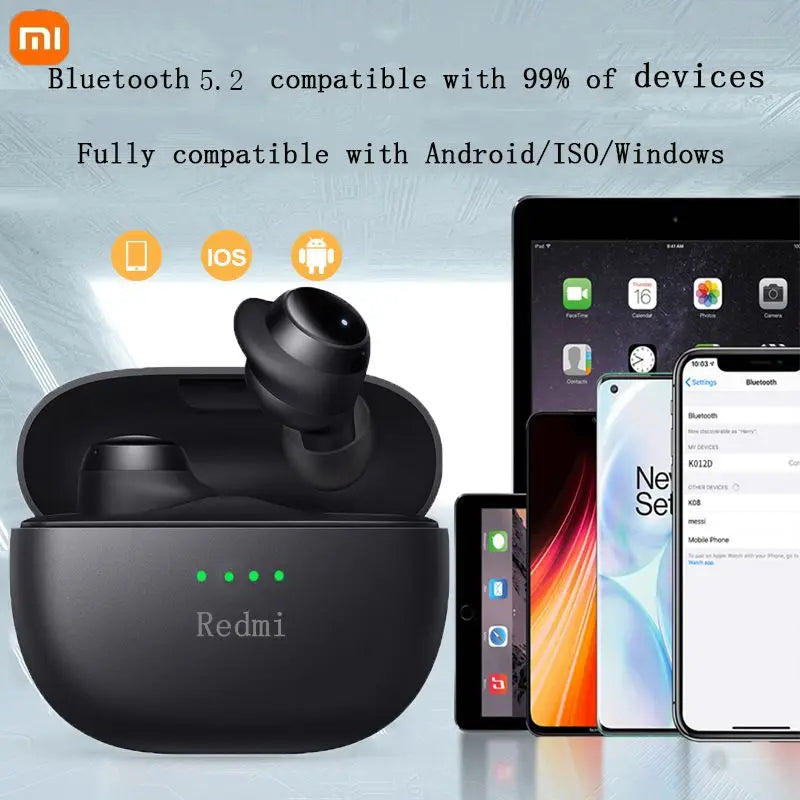 Xiaomi Redmi Bluetooth 5.2 à Prova d'Água - Auriculares In-Ear Desportivos com Estojo Mini