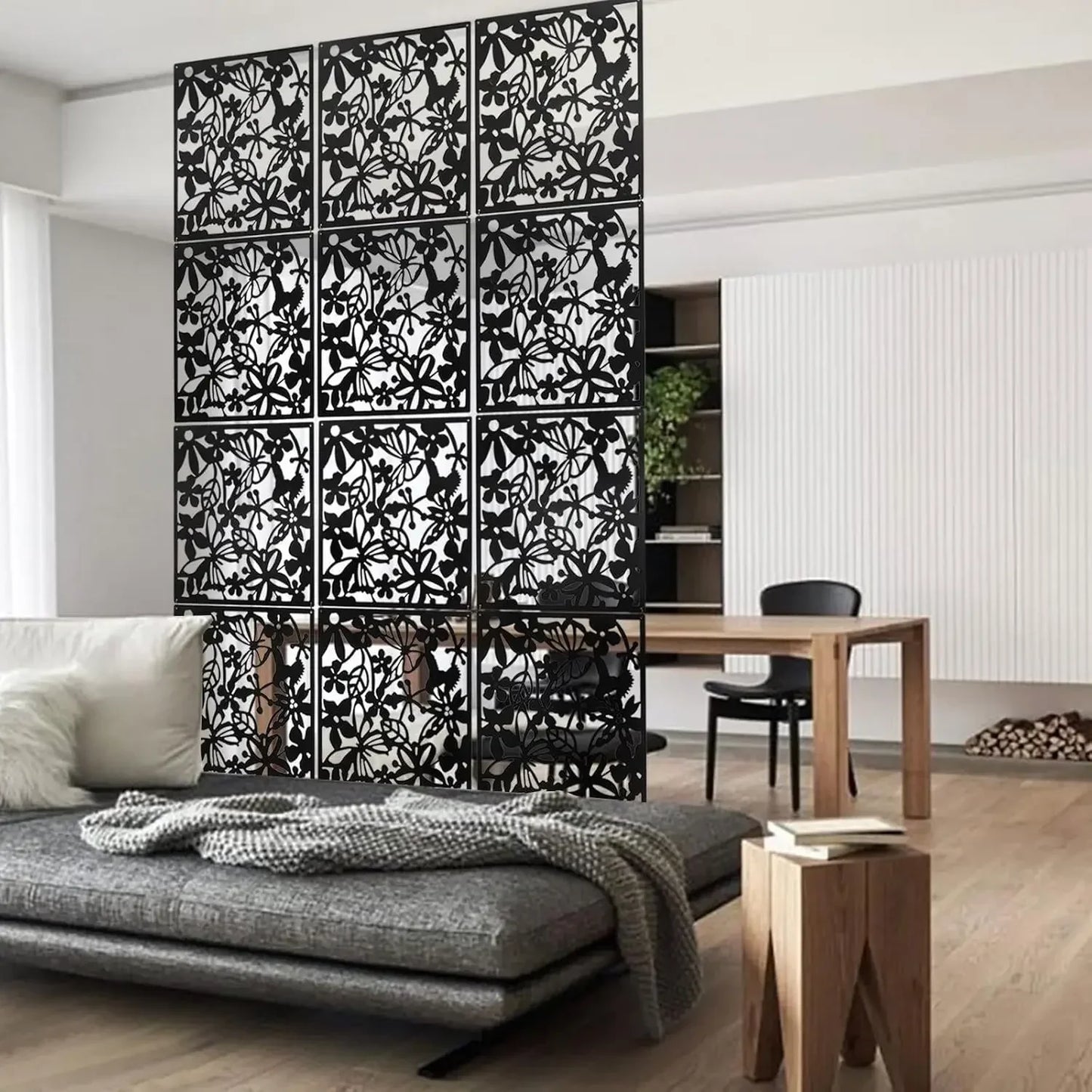 Divisória Decorativa Borboletas 12 Peças PP - Biombo Parede 1,92m²