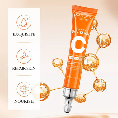 Creme Olhos SADOER Vitamina C – Anti-Olheiras Bolsas Removedor Hidratante Iluminador Firmeza Cuidado Pele Olhos