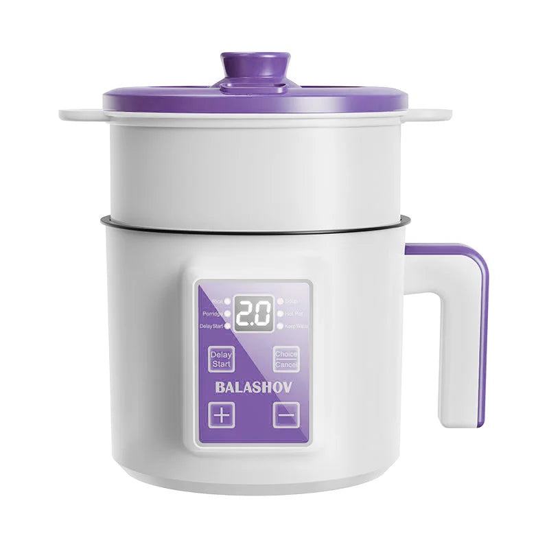 Panela de Arroz Elétrica 1,7L — Multicooker Antiaderente com Cesto a Vapor 220V
