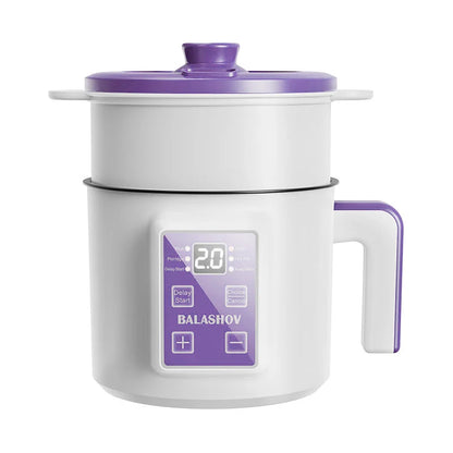 Panela de Arroz Elétrica 1,7L — Multicooker Antiaderente com Cesto a Vapor 220V