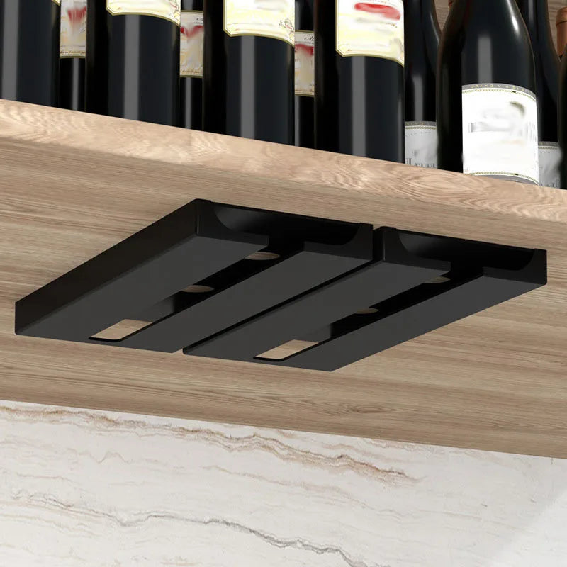 Suporte de Taças para Parede Sem Ferramentas – Expositor de Copos em Plástico Reforçado | Armazenamento de Taças de Vinho para Cozinha ou Bar | Economia de Espaço