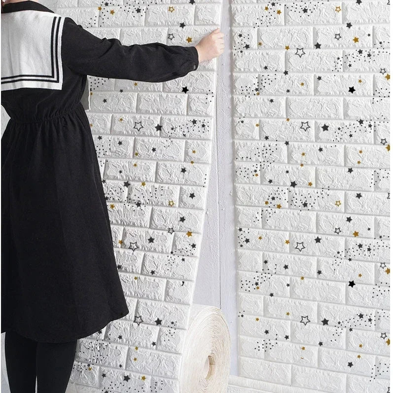 Papel de Parede 3D Autoadesivo Efeito Tijolo Antigo - 70cm x 1/5/10m Impermeável para Sala e Quarto