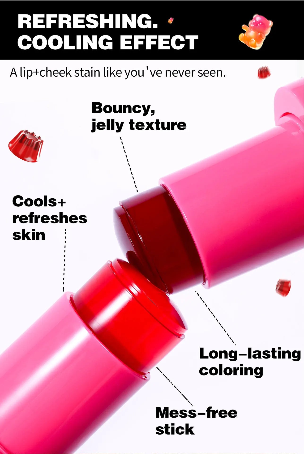 Blush Stick 2 em 1 Handaiyan | Tint Jelly para Lábios e Maçãs do Rosto