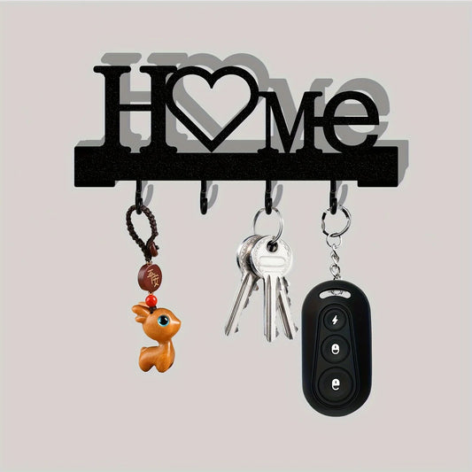 Porta-Chaves de Parede “Home Love” – Organizador Metal com Ganchos