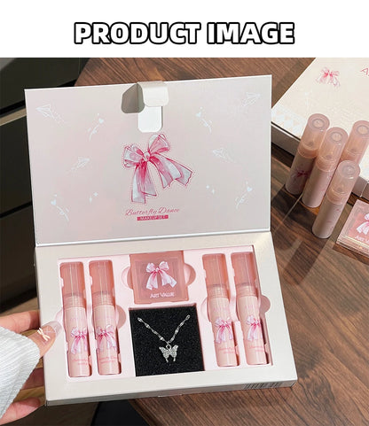 Conjunto de Batons Mate 6 Peças | Kit Veludo Nude com Blush e Colar Presente