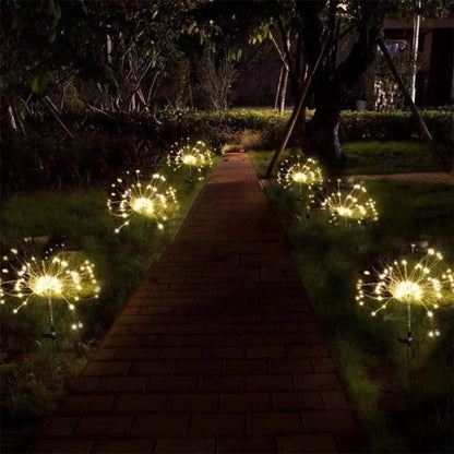 Luz Solar Jardim Fogo de Artifício 90/150 LED - Iluminação Exterior Impermeável 8 Modos Decoração Natal
