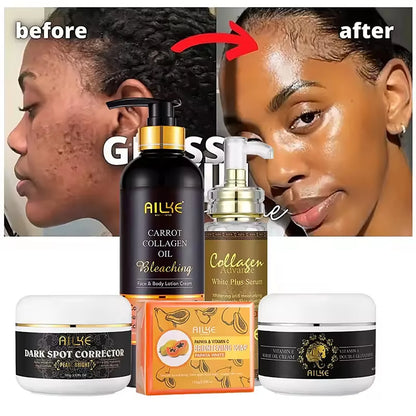 AILKE Kit Premium 5 em 1 Colágeno – Tratamento Anti-Idade Profissional Hidrata Clareia Rejuvenesce