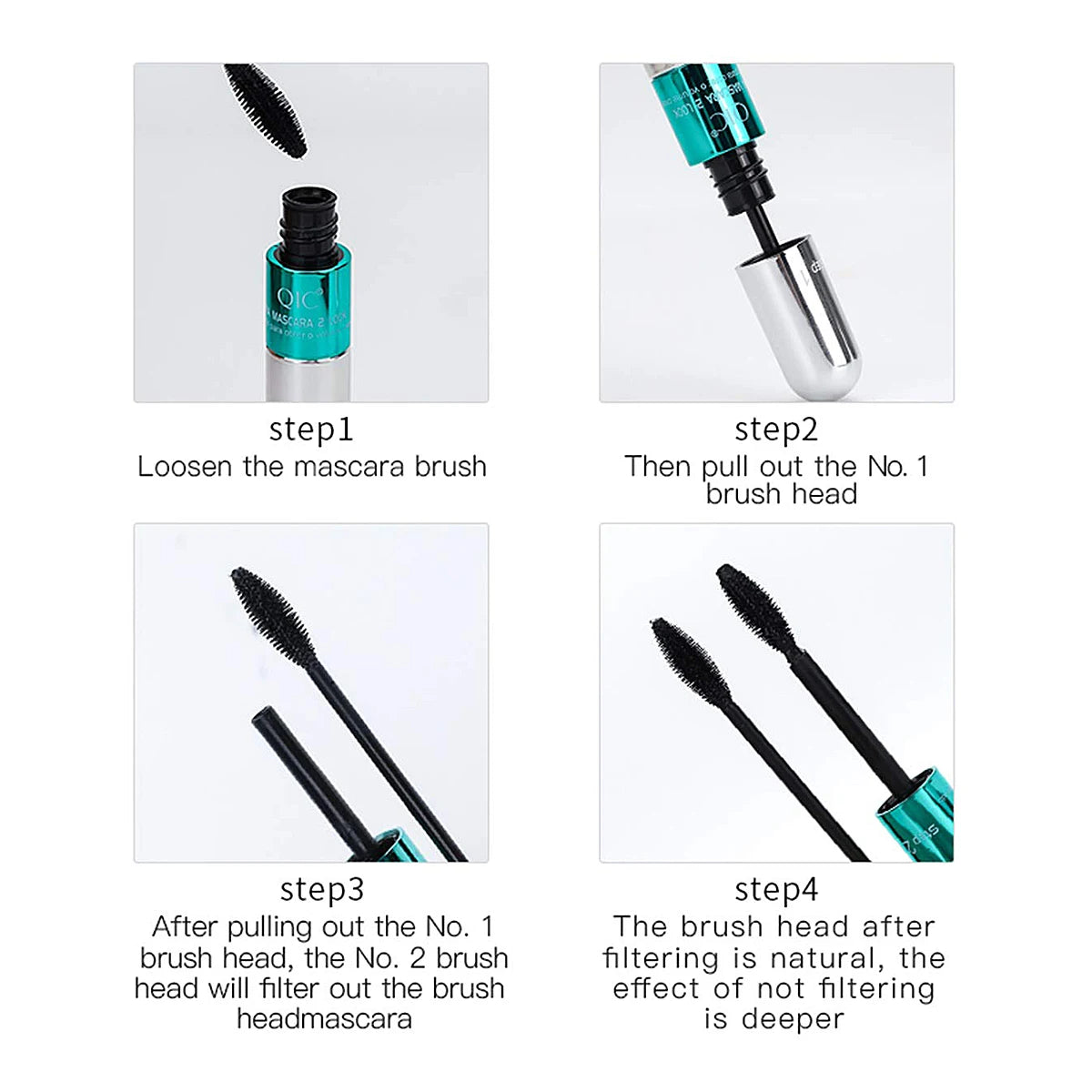 Máscara de Pestanas 2 em 1 Fibra de Seda Waterproof - Volume e Alongamento Intenso