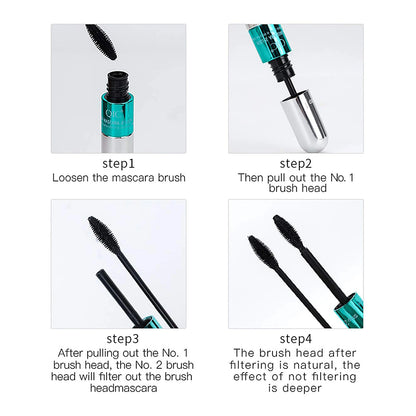 Máscara de Pestanas 2 em 1 Fibra de Seda Waterproof - Volume e Alongamento Intenso