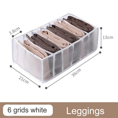 Organizador de Gavetas para Meias e Roupa Interior | Caixa Separadora com 7 Divisórias | Organizador Dobrável para Sutiãs, Calças e Jeans | Ideal para Quarto, Roupeiro e Dormitório