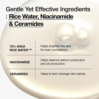 Toner Anua Rice 70 Glow Milky | Hidratante Iluminador com Água de Arroz e Ceramidas