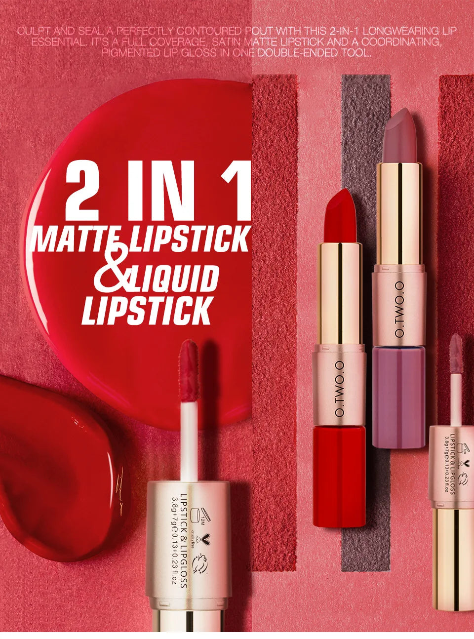 Batom 2 em 1 Matte e Gloss | 12 Cores para Todos os Looks