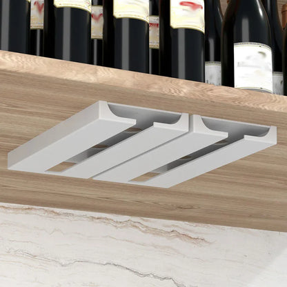 Suporte de Taças para Parede Sem Ferramentas – Expositor de Copos em Plástico Reforçado | Armazenamento de Taças de Vinho para Cozinha ou Bar | Economia de Espaço