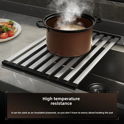 Escorredor Inox Retrátil Lava-Loiça 42x32,5cm – Cesto Organização Pratos e Pauzinhos | Inox 304